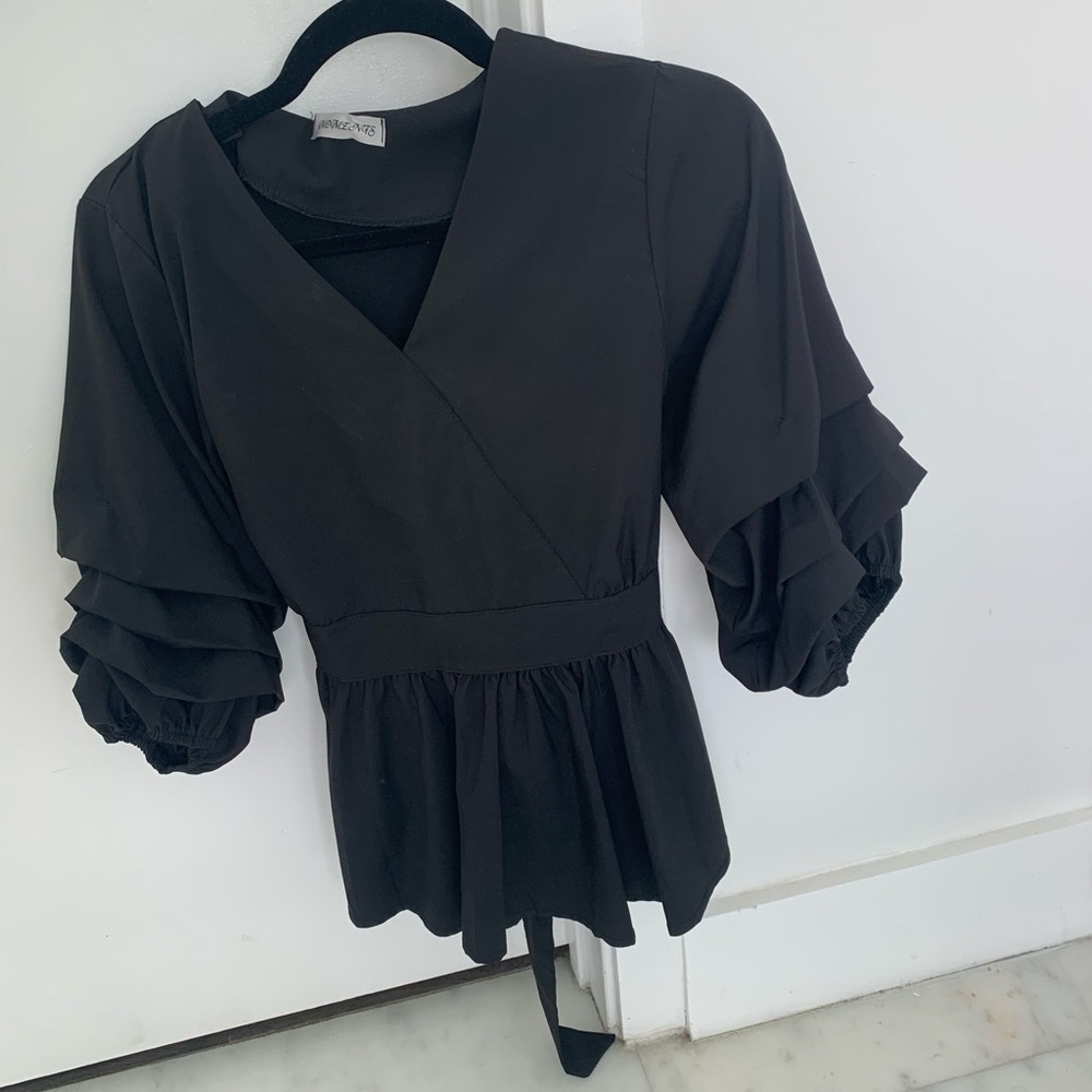 Black puff sleeve blouse